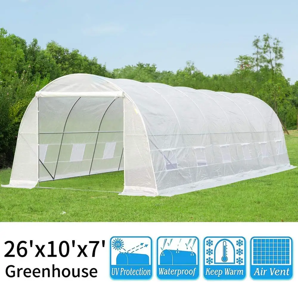 Белая полиэтиленовая туннельная теплица 8x3x2 м
