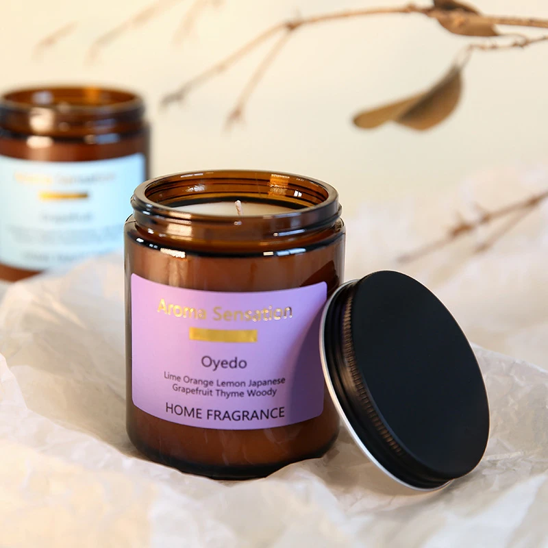 
Wholesale Interior Decoration Amber Luxury Private Label Candle Glass Jar Scented Candles 