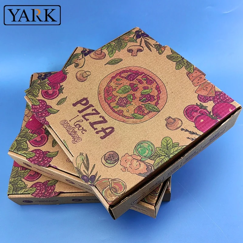 Custom size take away pizza packaging foldable kraft cardboard paper corrugated pizza box