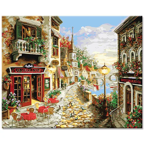 Hot Sale Europe Painting By Numbers DIY Landscape Oil Painting On Canvas Paintings And Wall Arts For Home Decor Wall Art