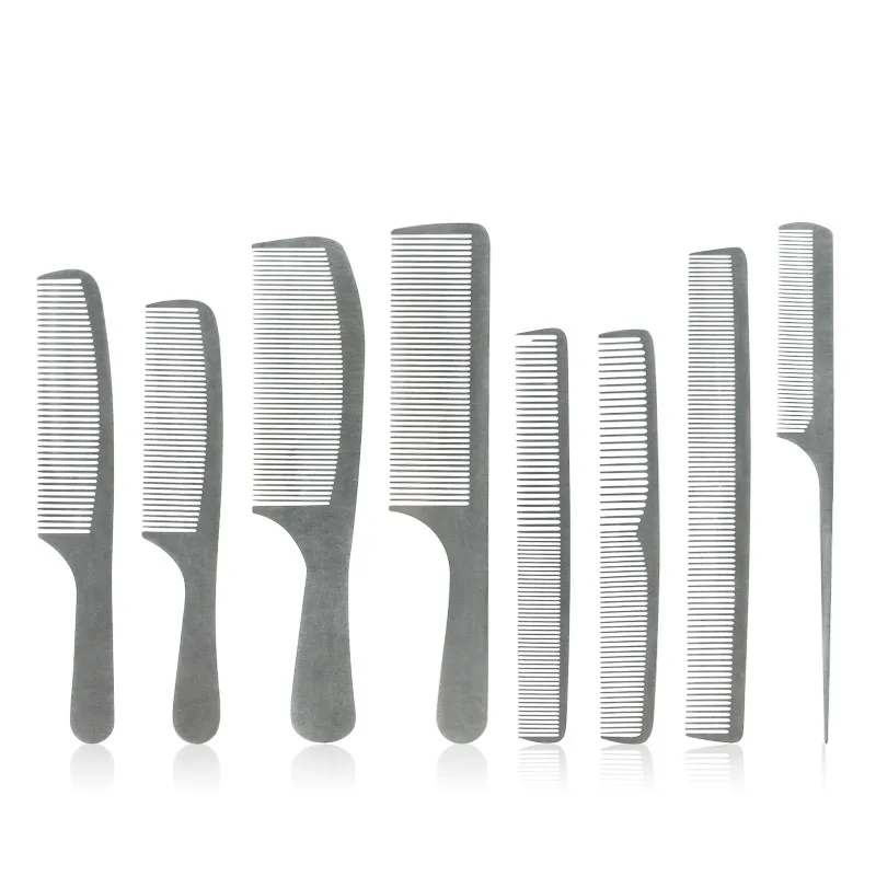 Oem Ultralight Stainless Steel Durable Metal Comb Hair Cutting Flat Men Comb
