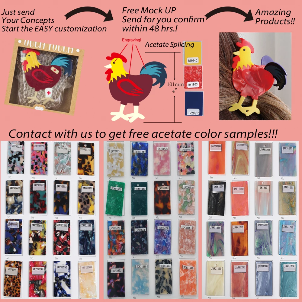 personalized custom ocean fish hair claw cellulose acetate hair claw for girls