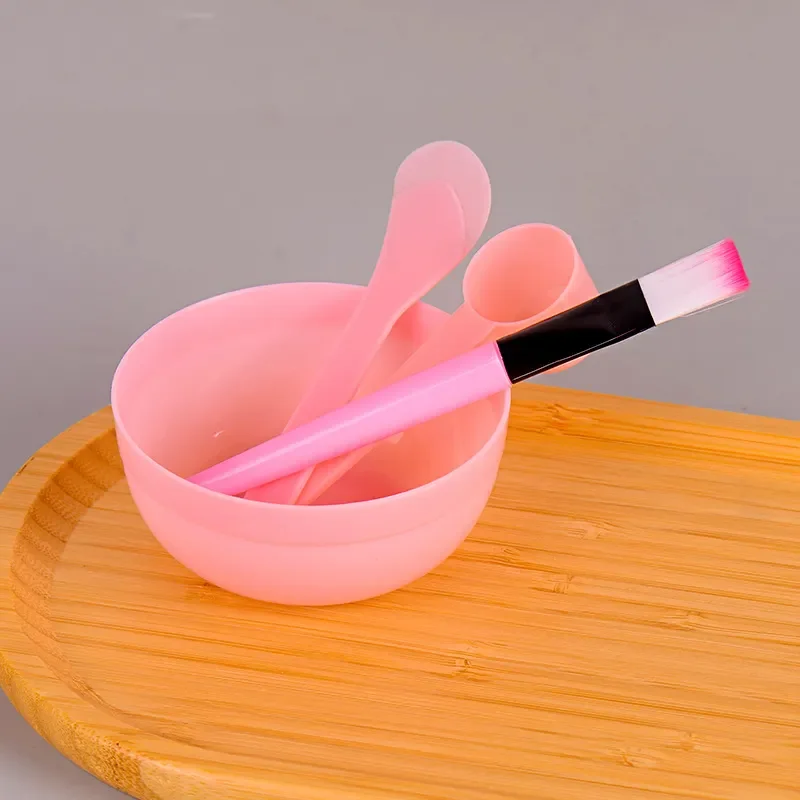 Beauty Skin Care Face Clay Mask Brush Pink Household Daily Chemical Face Mask Bowl Brush Spoon Spatula Set