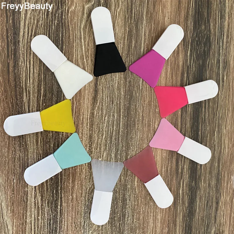 Colorful Mini Spatula with Silicone Head White Handle Face Mask Brush For DIY Mask Mixing