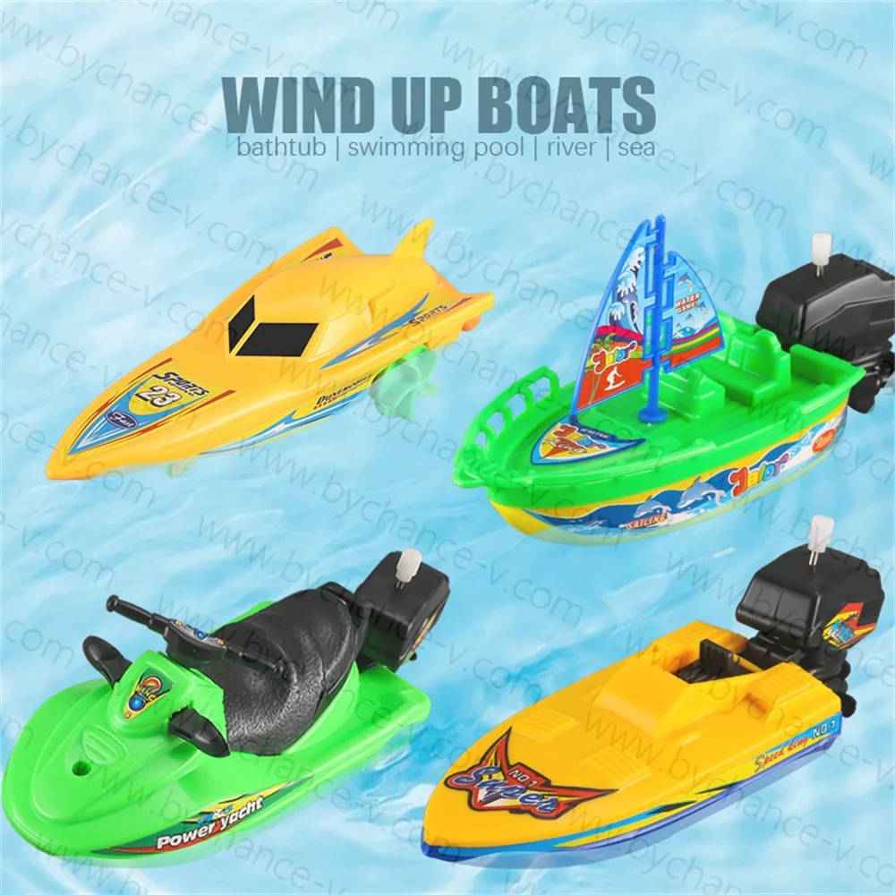 cheap toy for kids yacht motor boat sailboat speedboat bath toy clockwork swimming pool toy funny boat bathtub toy for boys