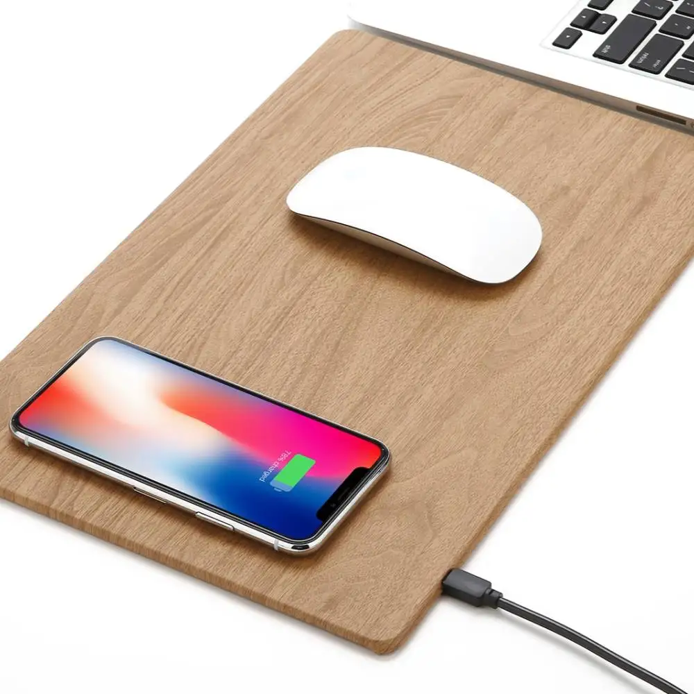 New Design Office Table Fast Wireless Charging 5V 2A PU Leather Wireless Charger Mouse Pad