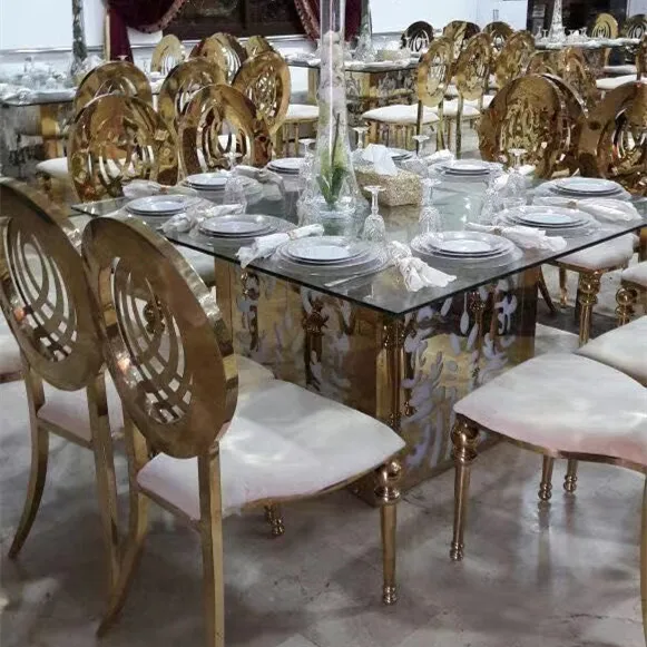 Good price Luxury Gold back round throne stainless steel hotel Party Event Dining Banquet Wedding Chairs