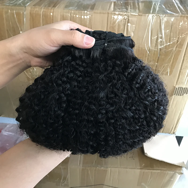 
Mongolian afro kinky human hair clip in hair extension for black women, wholesale afro kinky curly 4a 4b 4c clip ins remy hair 
