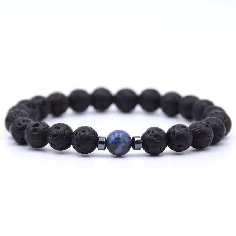 Браслеты ручной работы с лечебными драгоценными камнями, браслет из натурального лавового камня для мужчин и женщин