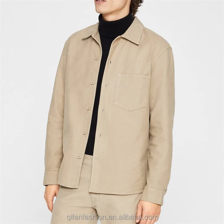 Custom heavy twill canvas overshirt moleskin shirt jacket for men