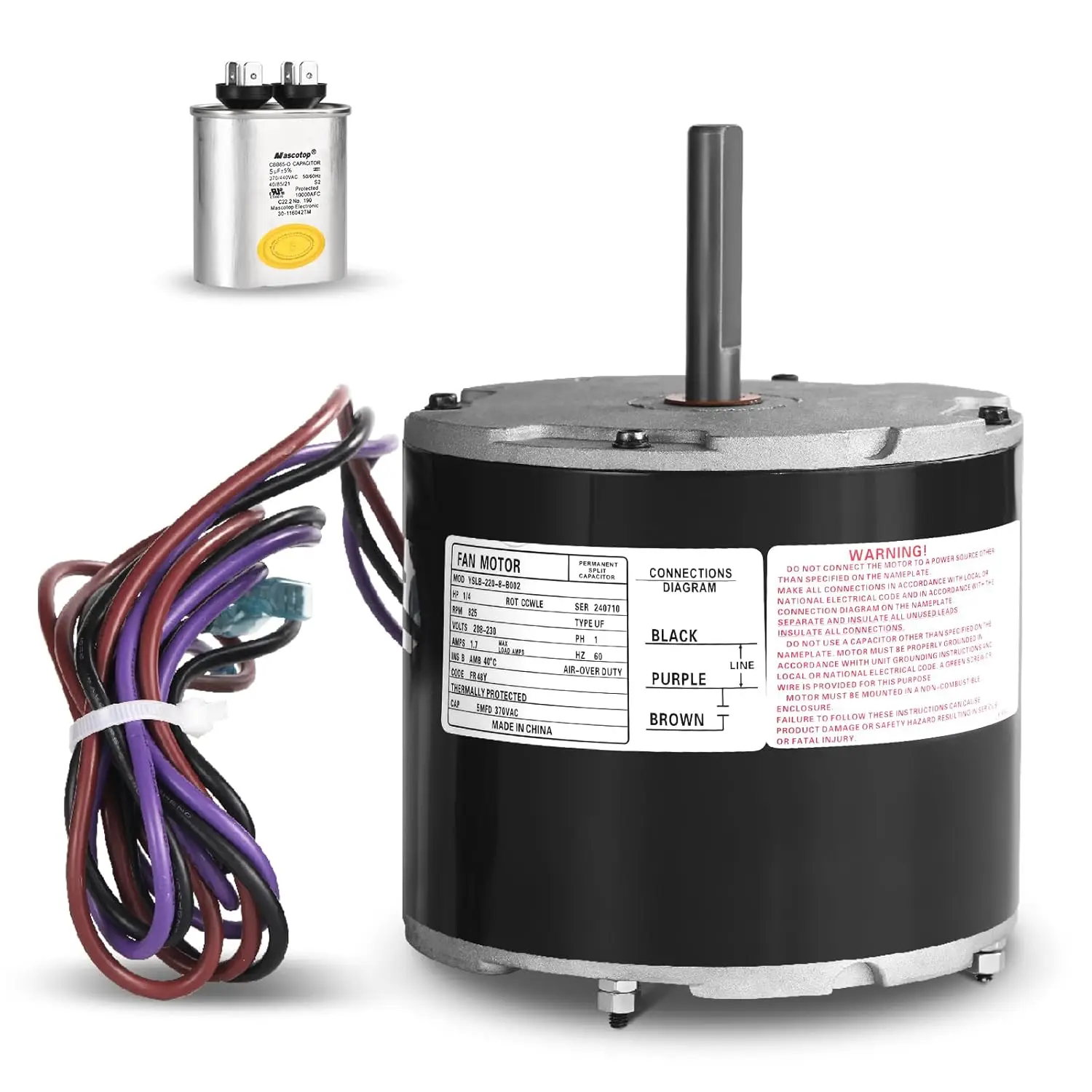 12Y65 мотор конденсаторного вентилятора 208/230 Вольт 1 PH 60HZ 1/4 HP 825 RPM