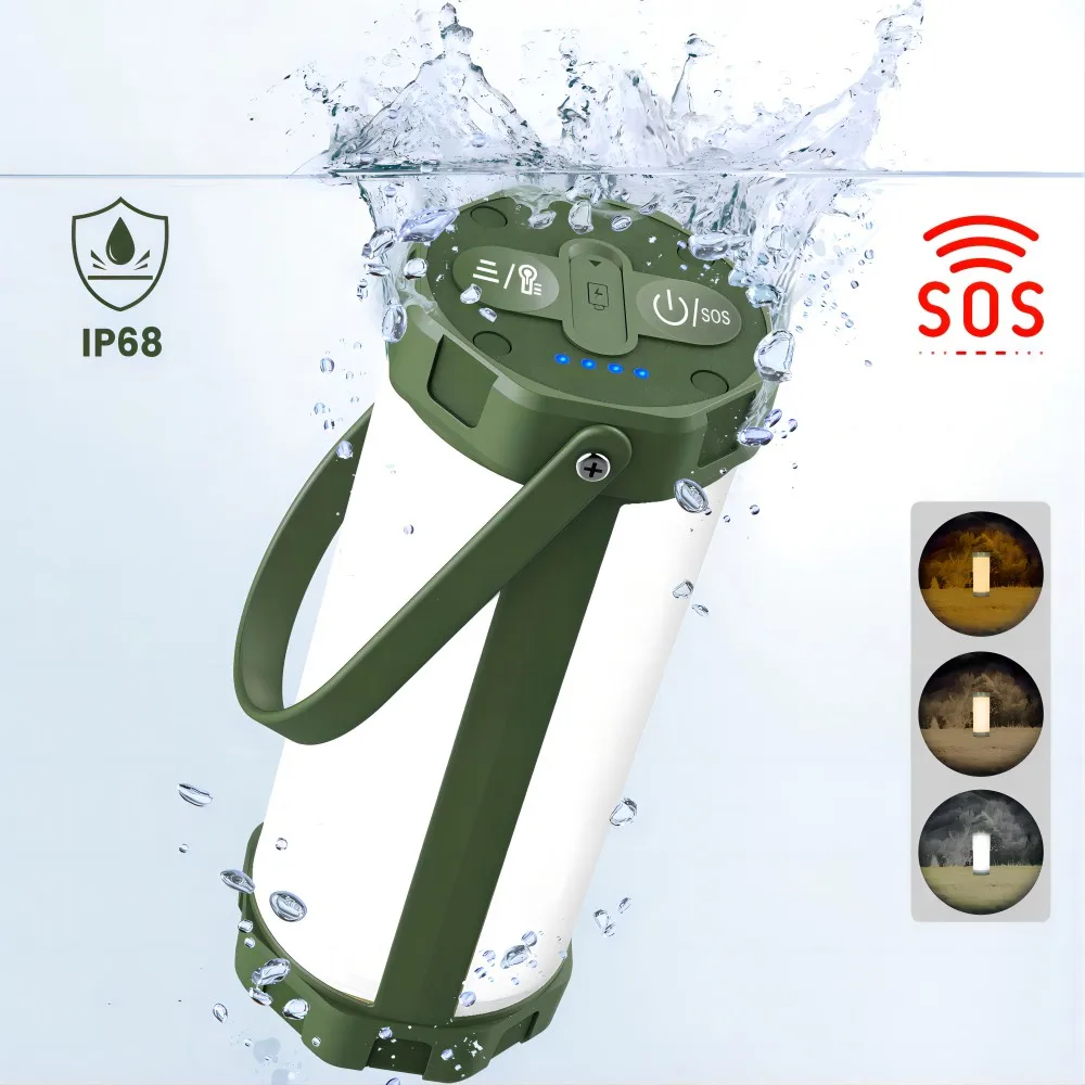 Лучшая Ip68 Водонепроницаемая подвесная уличная 1200 люмен Мини Портативная Usb перезаряжаемая Светодиодная лампа для кемпинга с режимом Sos