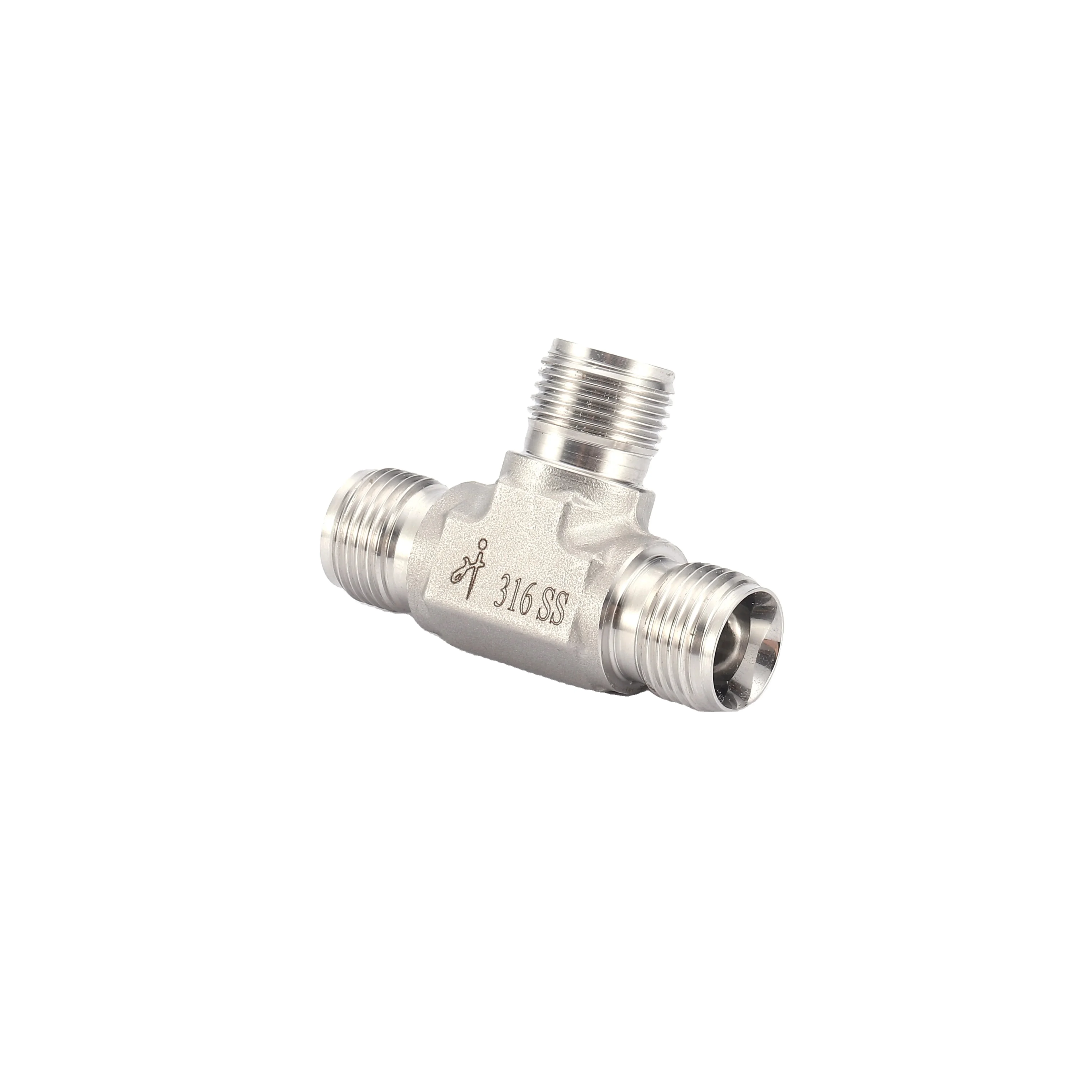 Hongji SS316 Pipe Compression Fittings Union Male Branch Tee Double Ferrule Fitting