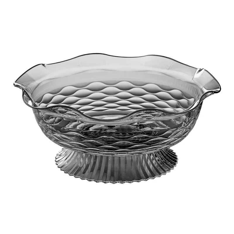 Living Room High Value Fruit Dish High Base Rotating Nuts Fruit Tray Clear Wave Pattern Dried Fruit Plate