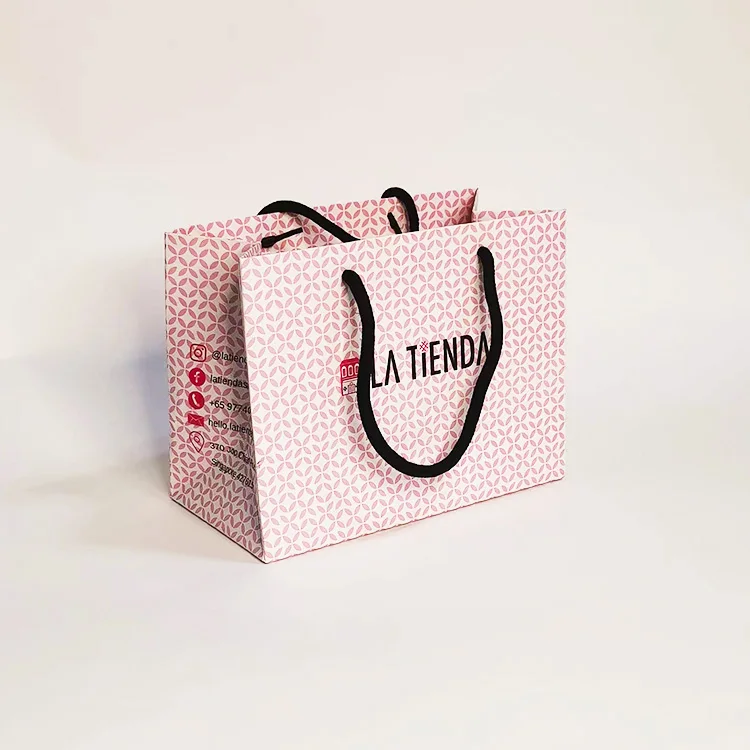 Custom Luxury Craft Gift Brown White Packaging  Printed Shopping Bag White paper Bags With Your Own Logo