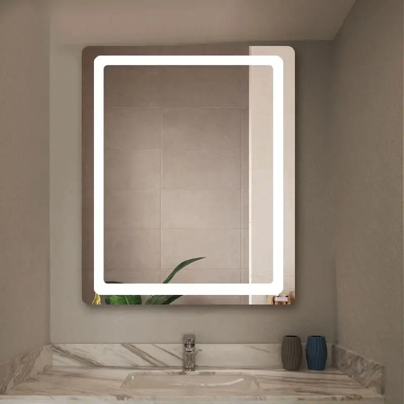 Hot Style Sandblasted Bathroom Mirror Led Espejo Con Luz,Bath Smart Led Mirror With Touch Button