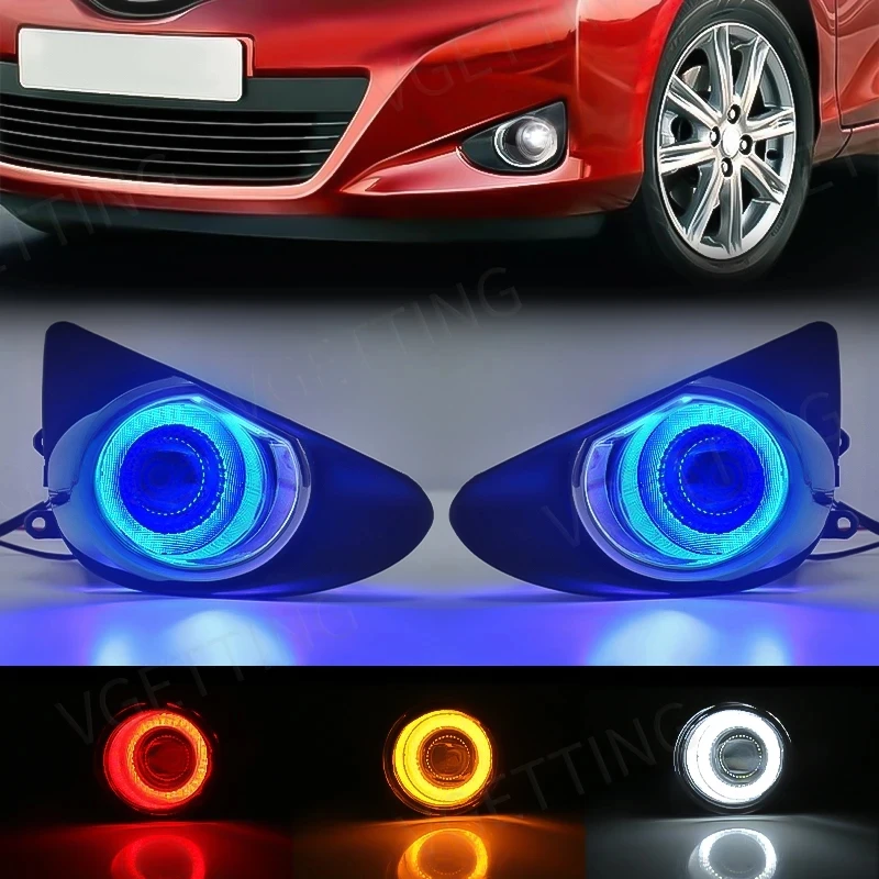 Daytime Running Light DRL Angel Eyes Fog Lamp Led For Toyota L LE Hatchback 2012 Vitz 2013 2014 Yaris Yellow White Blue Red