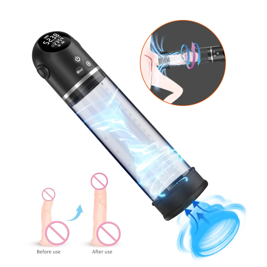 Upgraded Male Stroker Adult Sex Toys Speed Control and LCD Display Vibrating Rotating Thrusting Men Electric Penis Pump