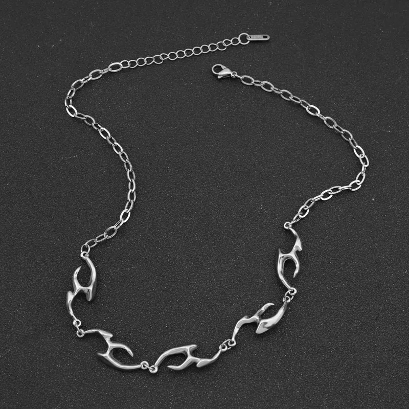 Wholesale Direct Sales Silver Flame Chain 316l Stainless Steel Choker Necklace Lead and Nickel Free Waterproof Necklace Jewelry