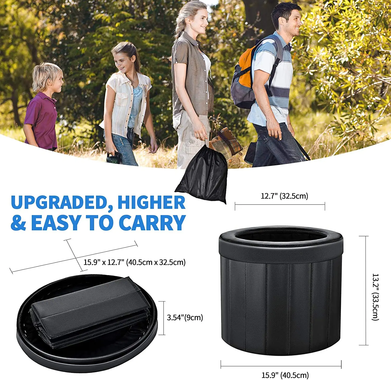 Portable Toilet Folding Camping Toilet Outdoor Commode Car Toilet Leather for Travel Bucket Seat camp