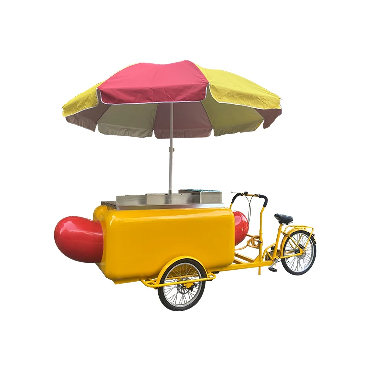 New Design Hot Dog Cart With Bike For Vending Outdoor Mobile Food Cart With Griddle For Sale In California