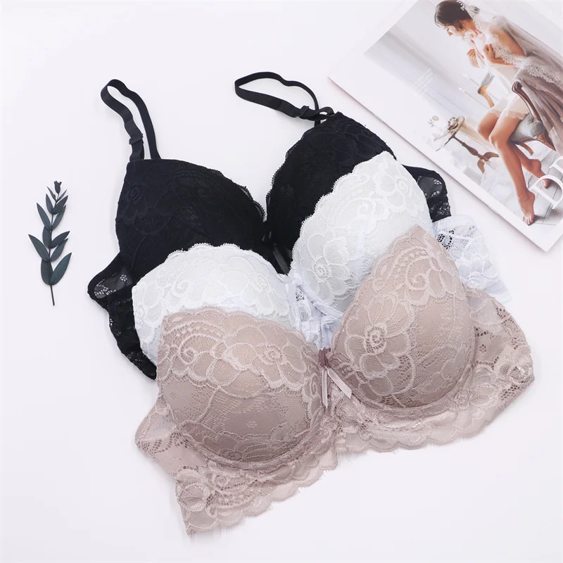 
large size double layer comfortable breathable lace underwear with steel ring anti-sagging bra for big breast 
