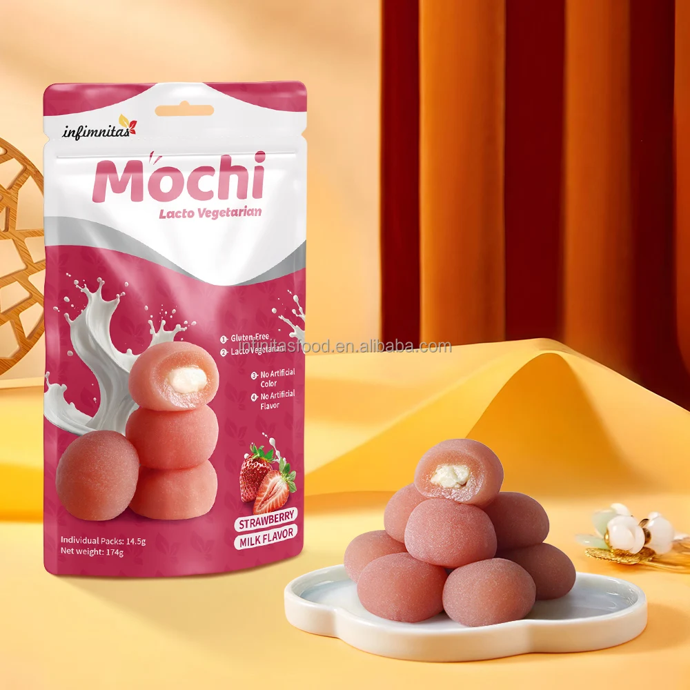 Factory Sandwich with Sweet Grain Snacks Desserts Japanese Mochi Vanilla strawberry milk flavor Rice Cakes Desserts Mochi