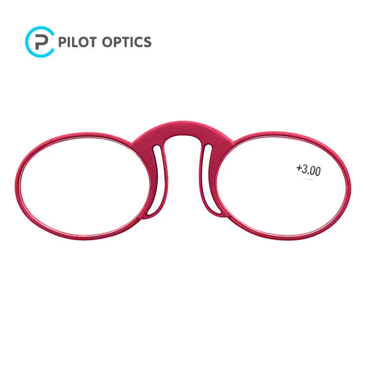 Pilot optics China manufacturer silicone cheap armless nose clip reading glasses