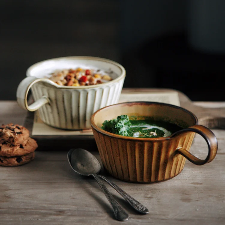 American vintage cup  breakfast cup oatmeal coffee cup ceramic mug new style