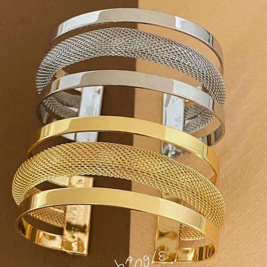 new design copper wide cuff bracelet bangles 18k gold exaggerated chunky bangle fashion jewelry women indian bangles