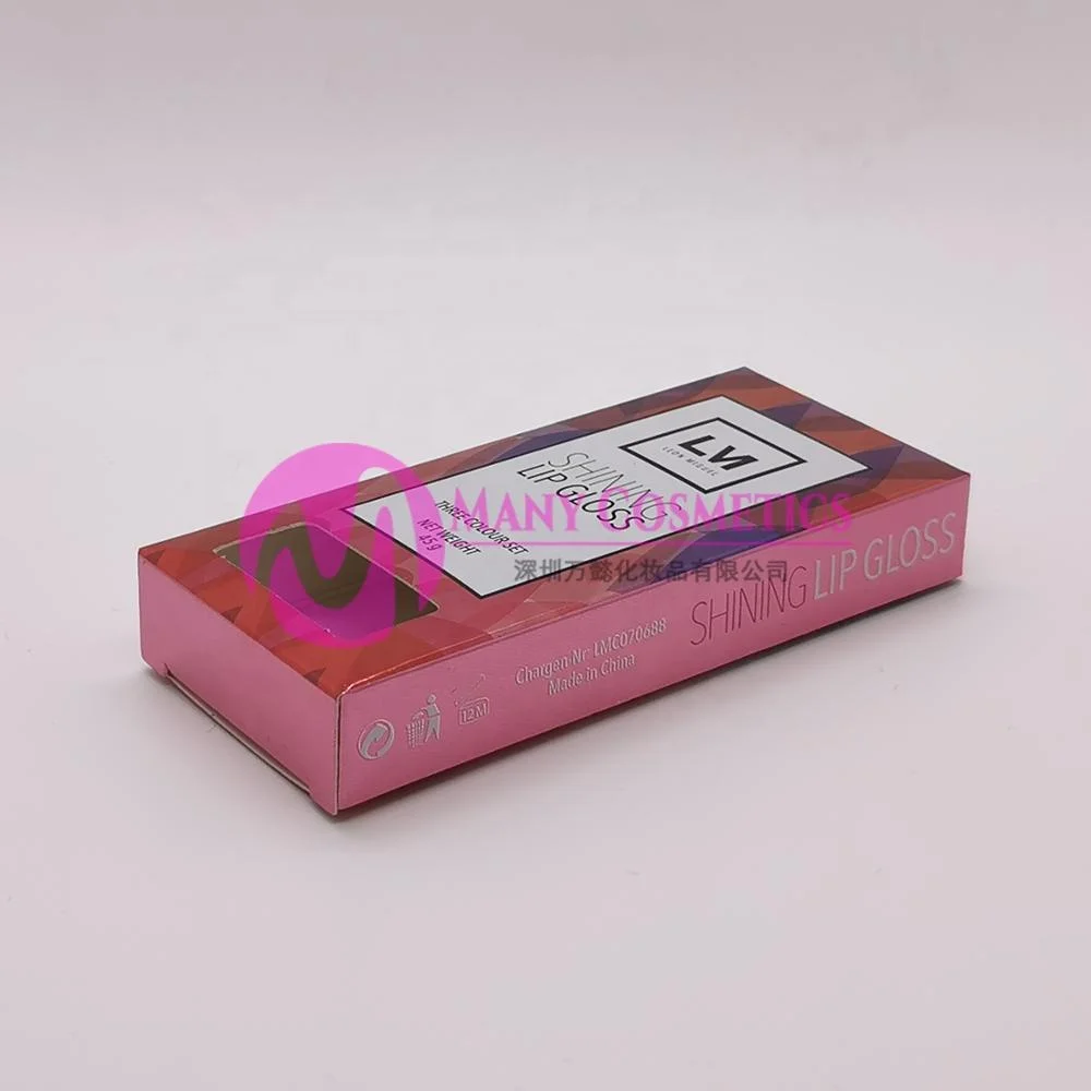  Упаковочная бумажная коробка складная плоская упаковка для губной помады с блестящим ламинированием CMYK косметики Индивидуальная