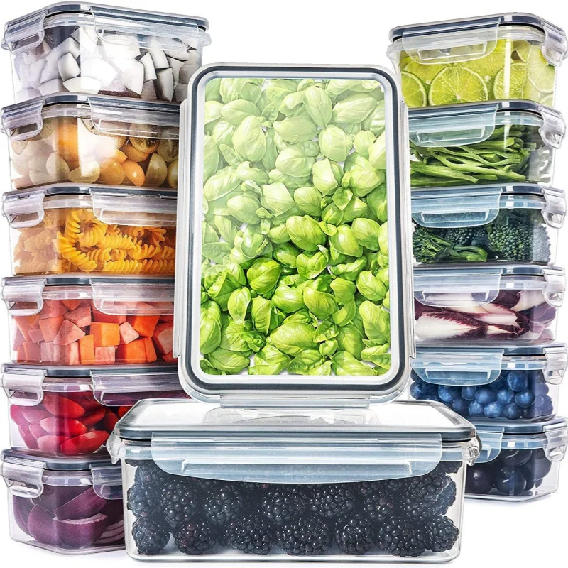 OWNSWING 14pack Plastic Food Storage Containers With Lids Airtight BPA-Free Containers Fruit Storage Box For Fridge
