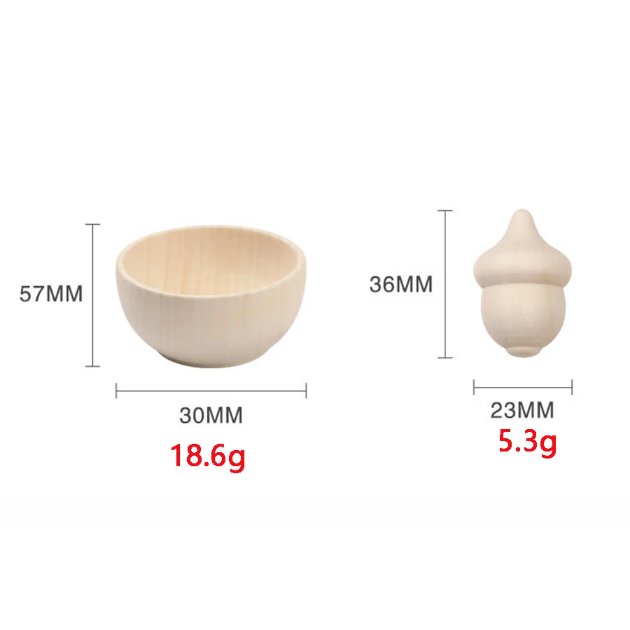 Manufacturer customization baby Original wood color wooden bowl acorn nut accessories toy set