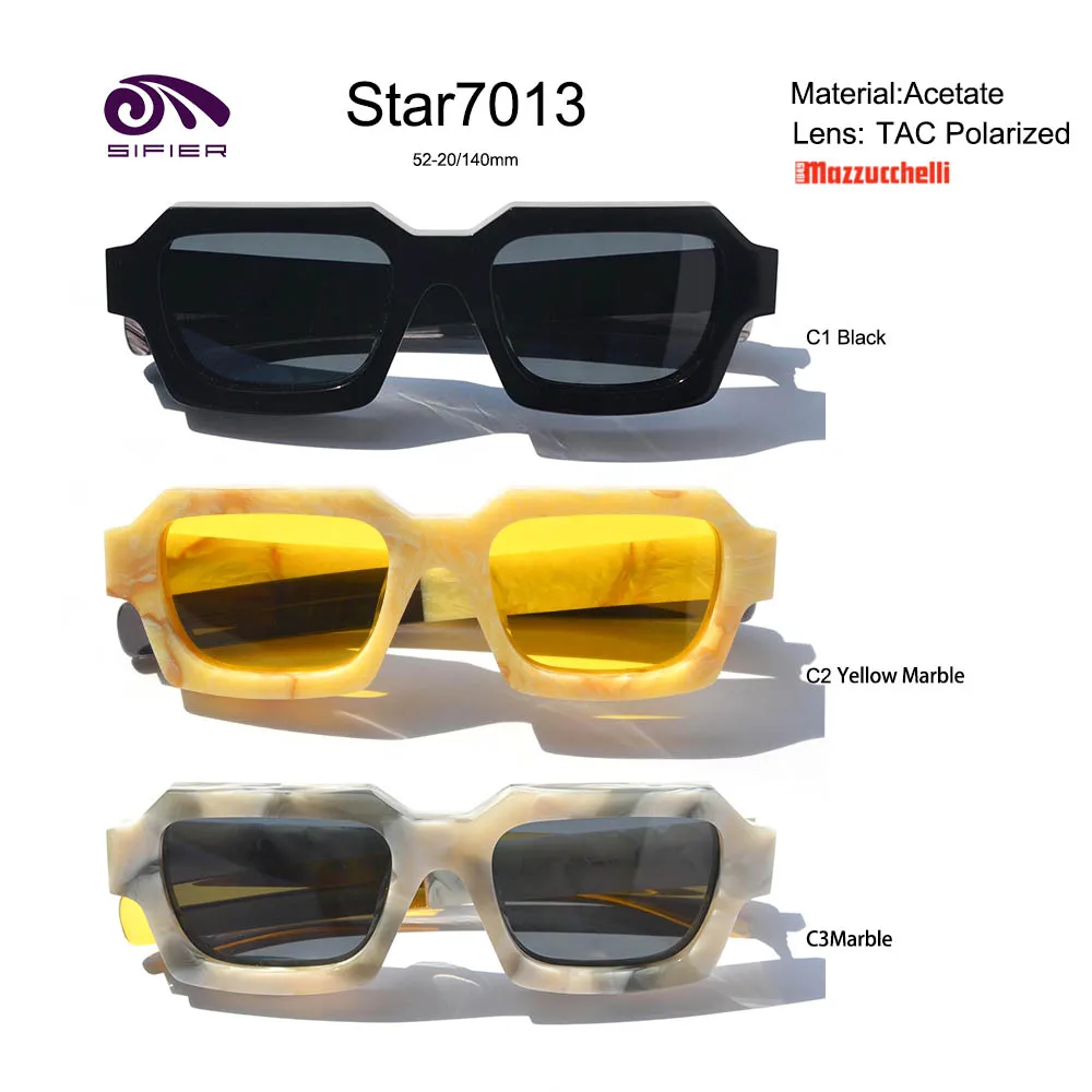 Sifier Wholesale Fashion Uv400 Custom Logo Square Black Shades Luxury Sun Glasses Rectangle Sunglasses Men Women