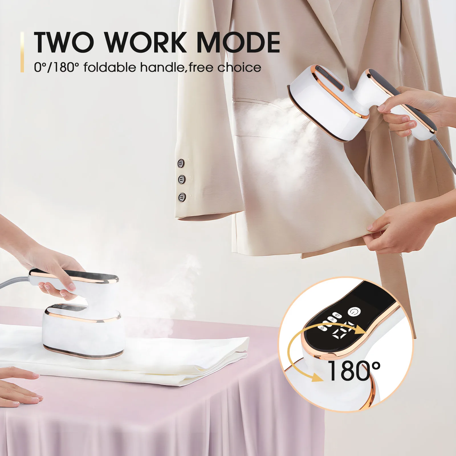 1000W Mini Rotating Steam Iron Handheld Wet and Dry Double Hot Steam Generator Portable Garment Steamer