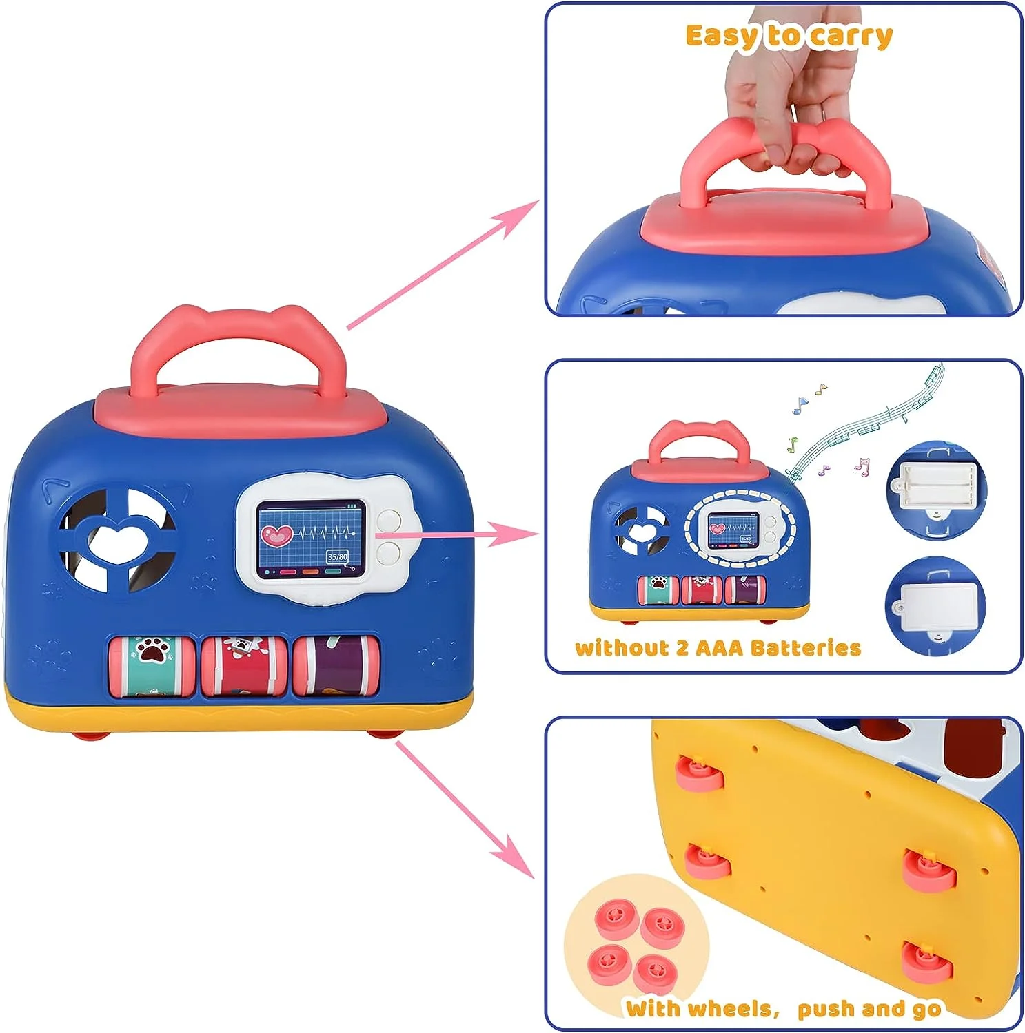 Hot Selling 17PCS Pet Cat Cage House Children Toy Other Pretend Play IC Music Lighting Pet Care Cage Play Set With Sliding Case