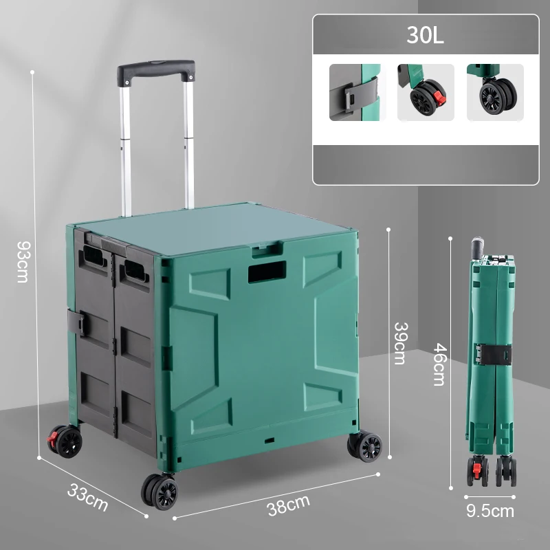 Small Quik Cart Collapsible Rolling Crate on Small folding food supermarket 3 wheels climbing luggage foldable shopping trolleys