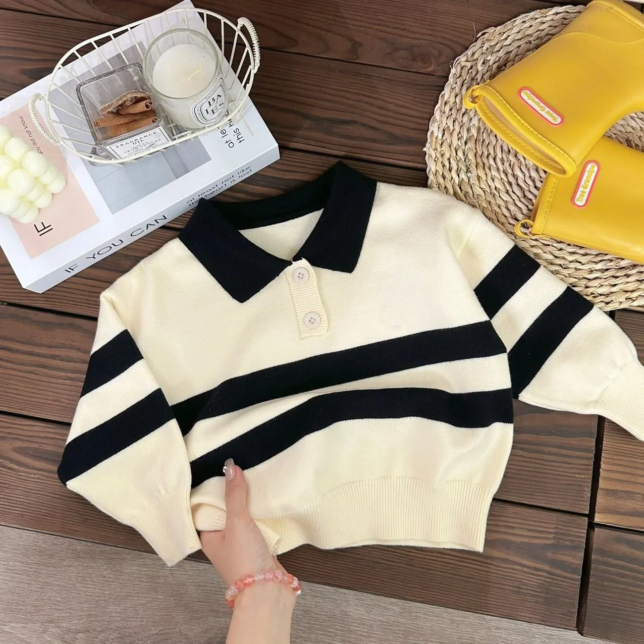 Kids Clothes 95% Cotton Knitwear Support Customized Toddler Polo Sweater Spring Fall Boys Clothes Knit Tops Children Clothing