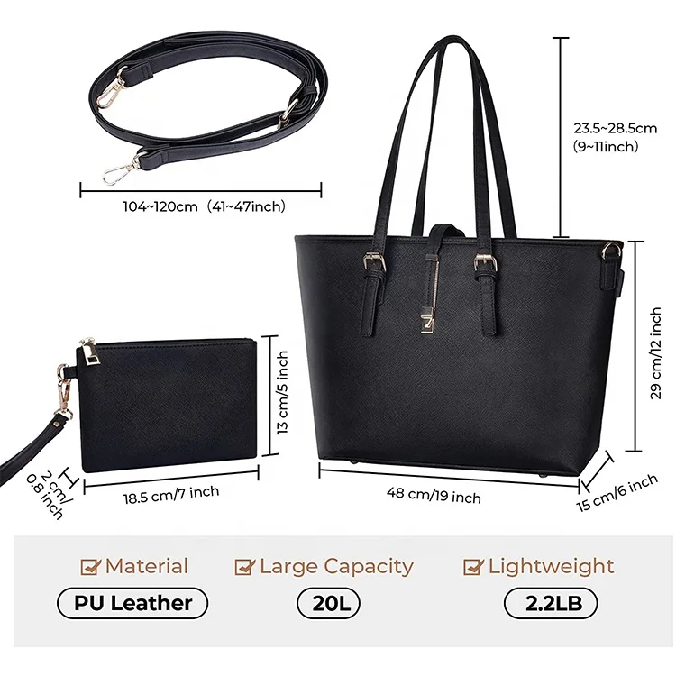 PU Leather Computer Bag Business Office Briefcase Purse Large Handbag Laptop Men Tote Bag with USB Port