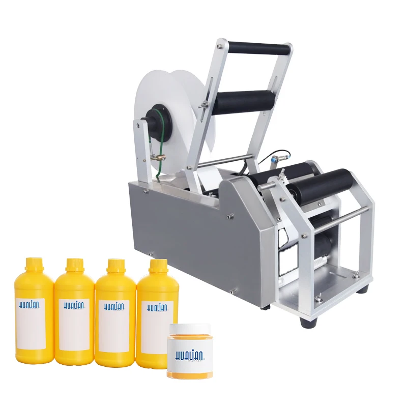 LM-50T High Speed Semi Automatic Plastic Tmineral Round Bottle Can Labeling Sticker Applicator Machine