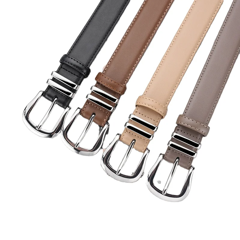 Silver Needle Buckle Belt For Women Fashion Casual Women Belt Genuine Leather Belts Factory Wholesale