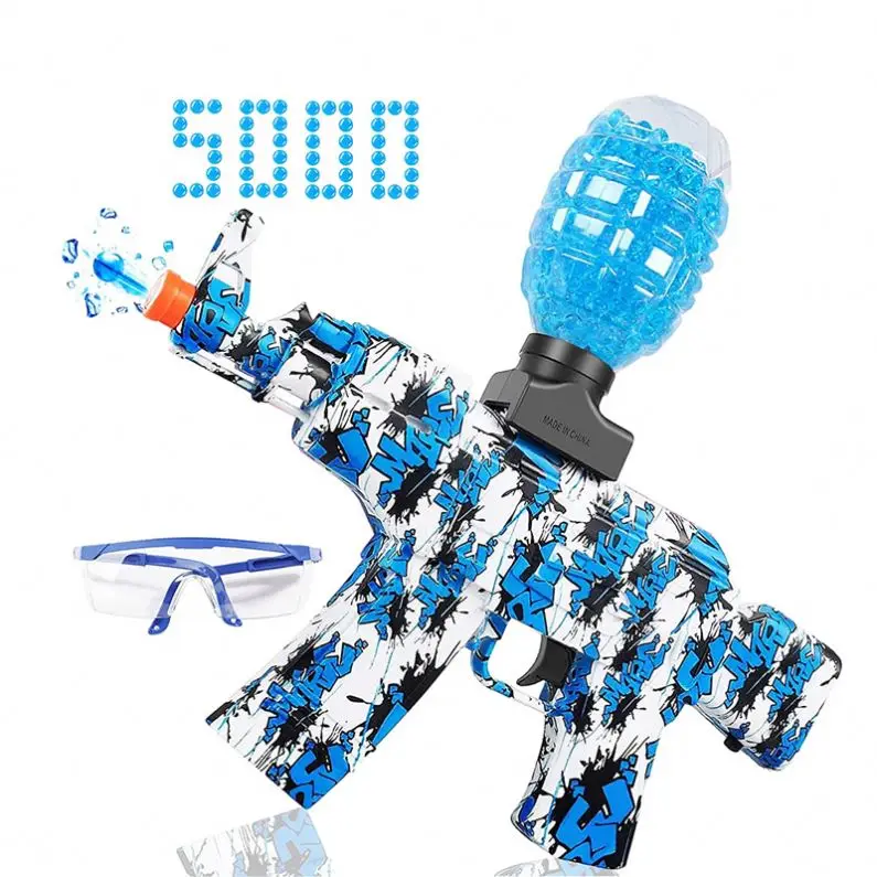 Full Auto Splatter Ball Blasters with 5000 Water Beads AK Ejection Shooting Gun Toys Electric Gel Ball Blaster Gun