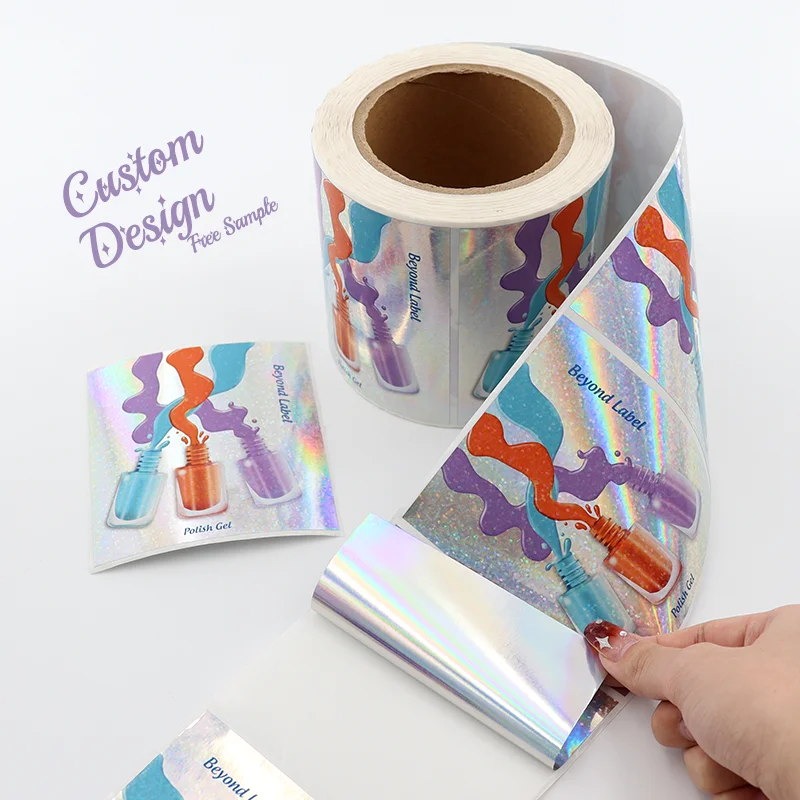 Free Sample China Manufacturers Customized logo Label Holographic Paper Pvc Packaging Printing Roll Sticker Printer