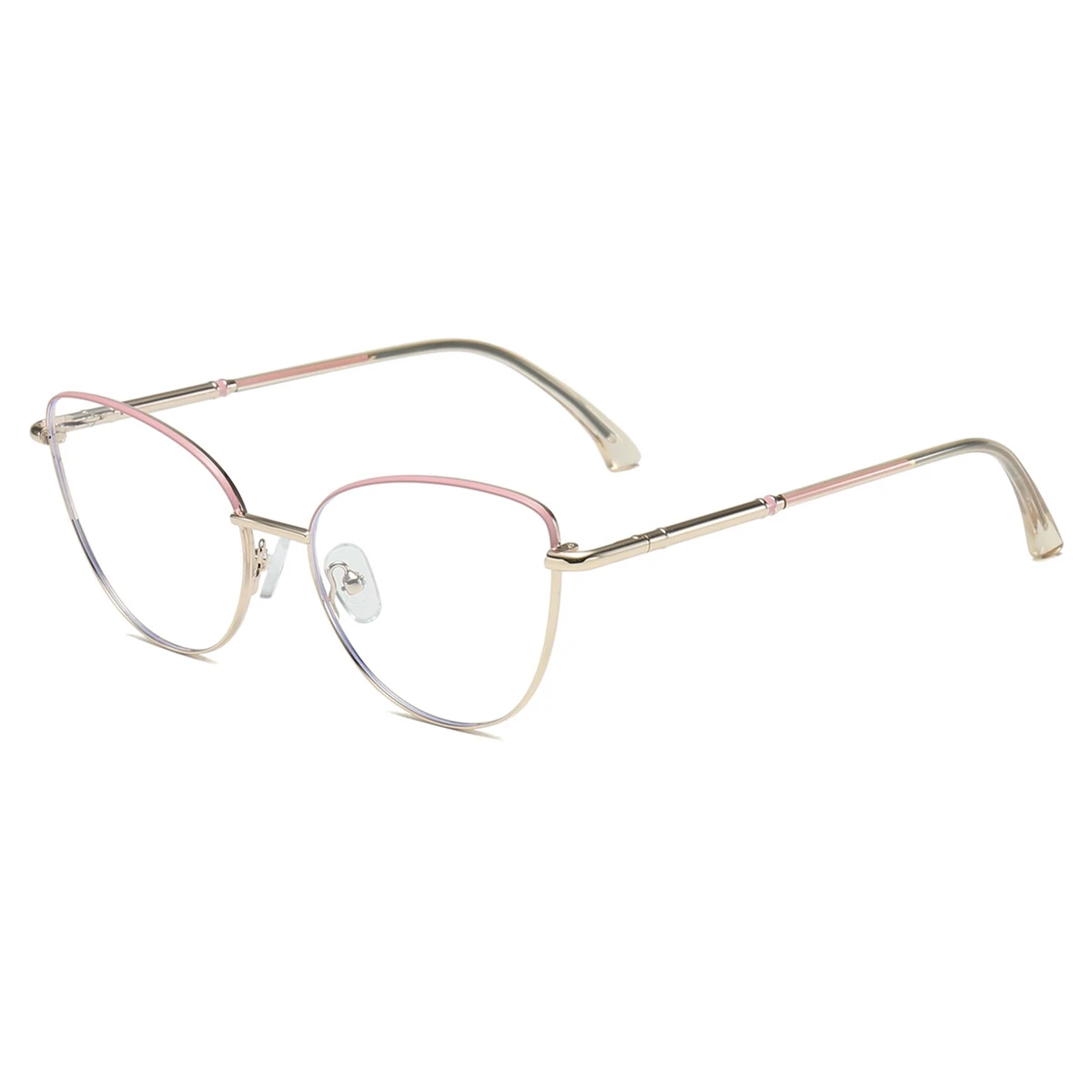 durable computer optical reading bluelight gold metal cat eye brown pink monturas opticas girls women medical glasses frames