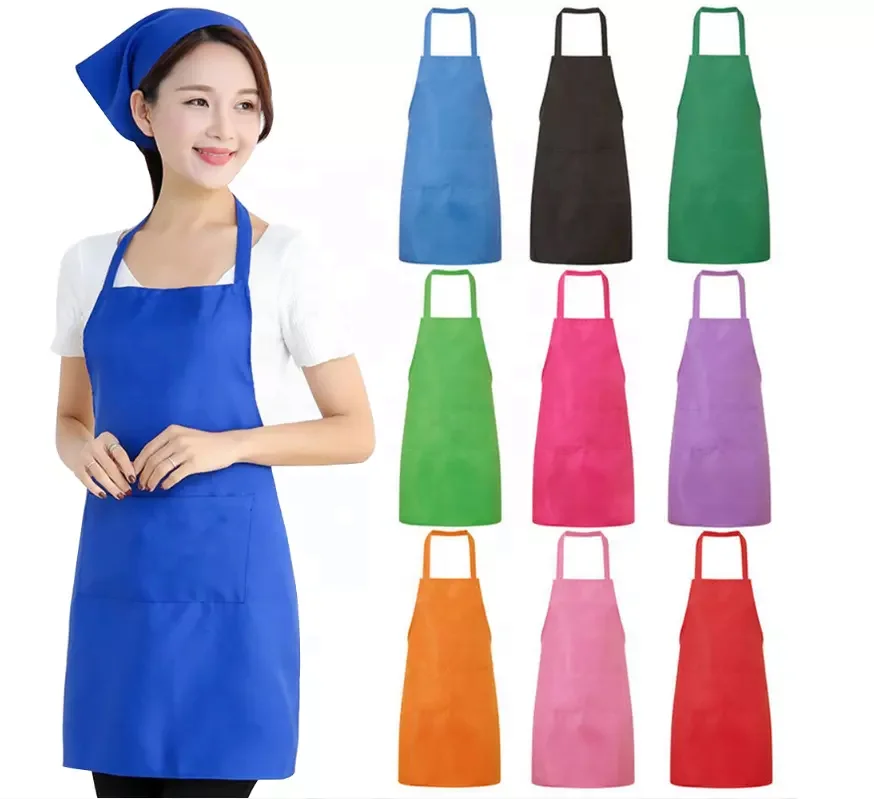 Wholesale Multi-Purpose Washable Restaurant BBQ Polyester Kitchen Chef Waiter Aprons For Supper Market Promotion