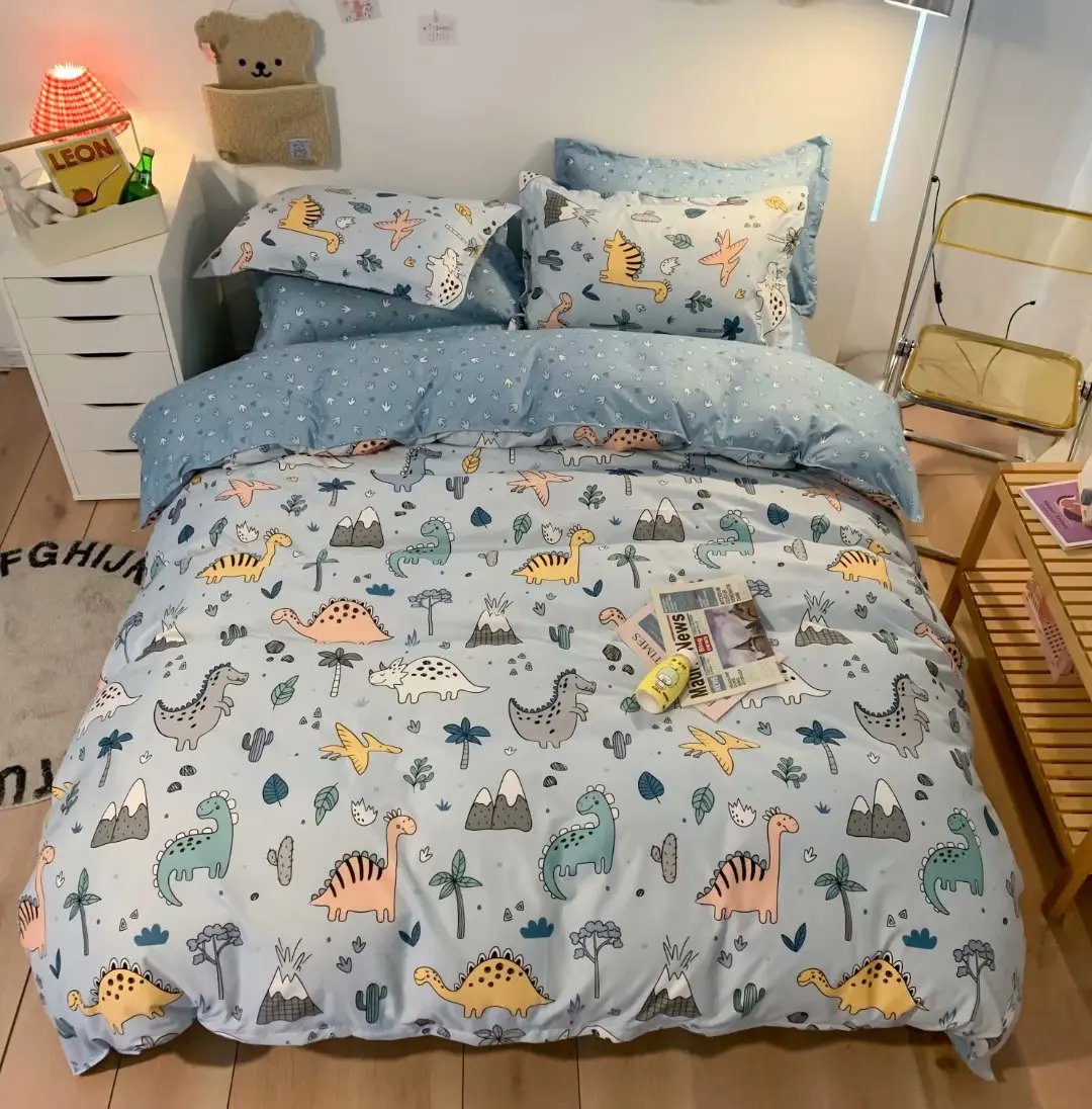China factory  kids bedding set 100 cotton cartoon 3d printed custom duvet cover dragon series bed linen for boy
