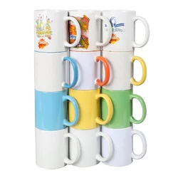 Wholesale Top Quality Ceramic Mug Color Handle Cup Custom Pattern White Blank Sublimation Coffee Mug