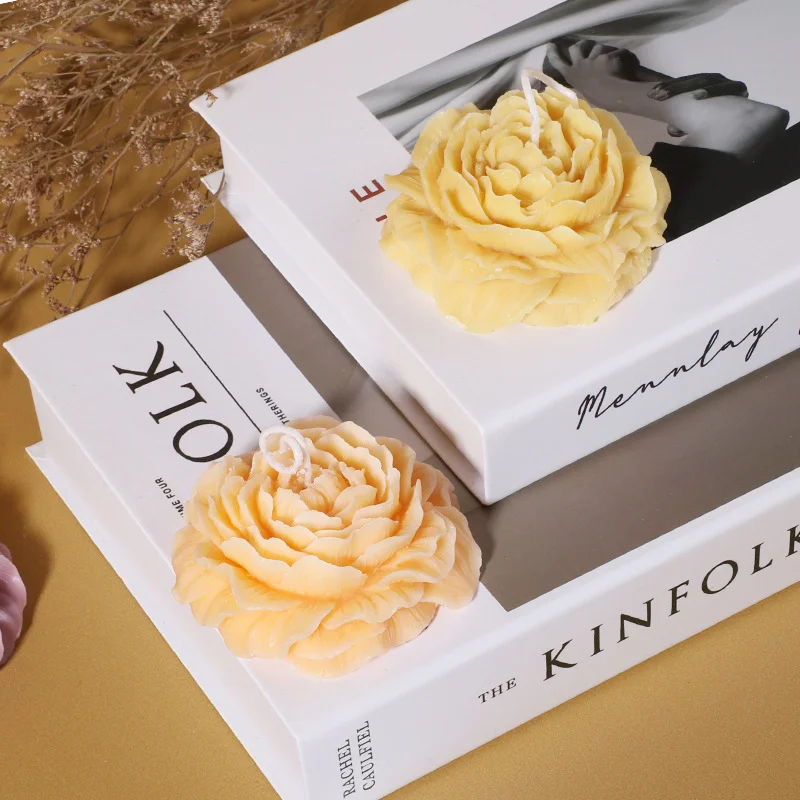 wholesale custom Gift Decoration Large Peony Soap Candle epoxy resin injection molding Mould  Silicone Mold for candle making