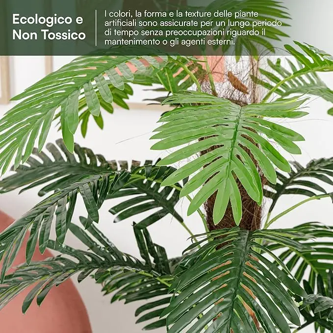 Faux Fake Green Plants Plastic artificial palm tree leaves artificial potted plants phoenix palm tree with pot