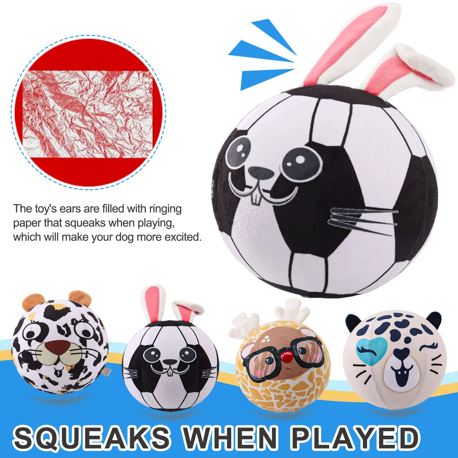 Dog Soft Bouncy Ball Squeaky Toy Ball  Interactive Dog Toy For Medium Small Pets Chewing And Fetching